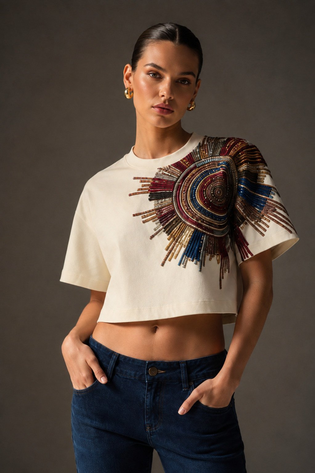 Peça 27, camiseta cropped bordada