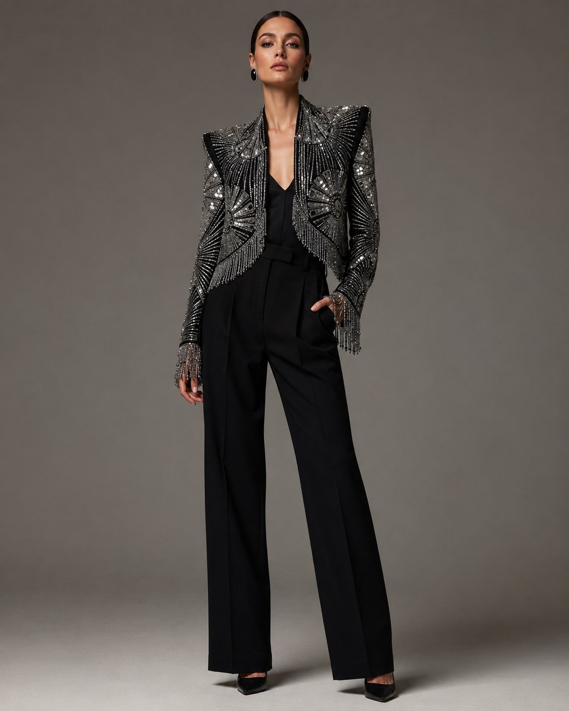 Peça 01, blazer cropped bordado